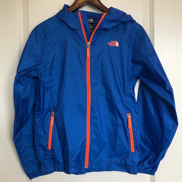 north face jacket blue and orange